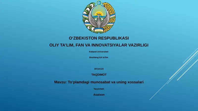 Toʻplamdagi munosabat va uning xossalari
