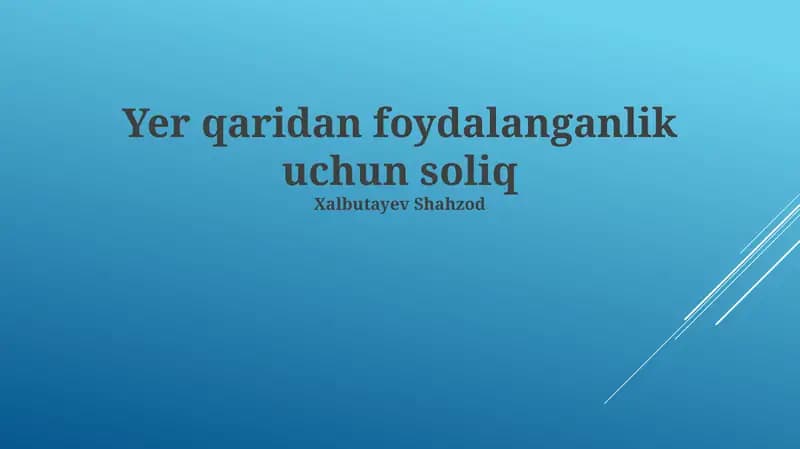 Qor Foydalanish Solig'i