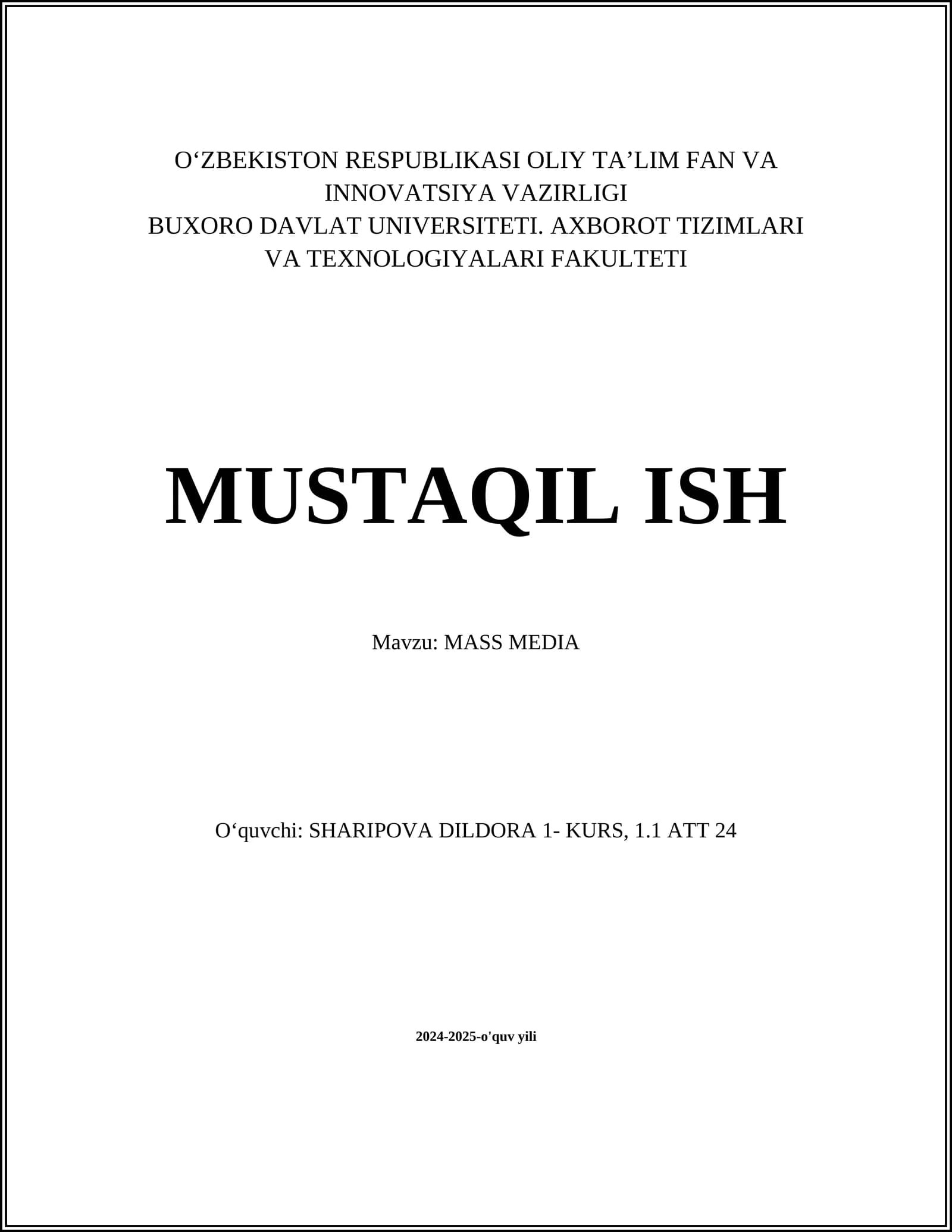 MASS MEDIA