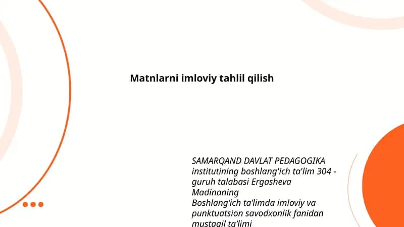 Matnlarni imloviy tahlil qilish