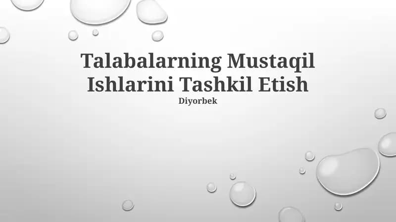 Talabalarning Mustaqil Ishlarini Tashkil Etish