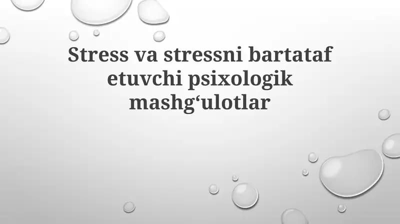 Stress va Stressni Boshqarish