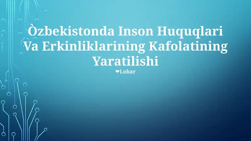Inson Huquqlari Va Erkinliklarining Kafolatining Yaratilishi