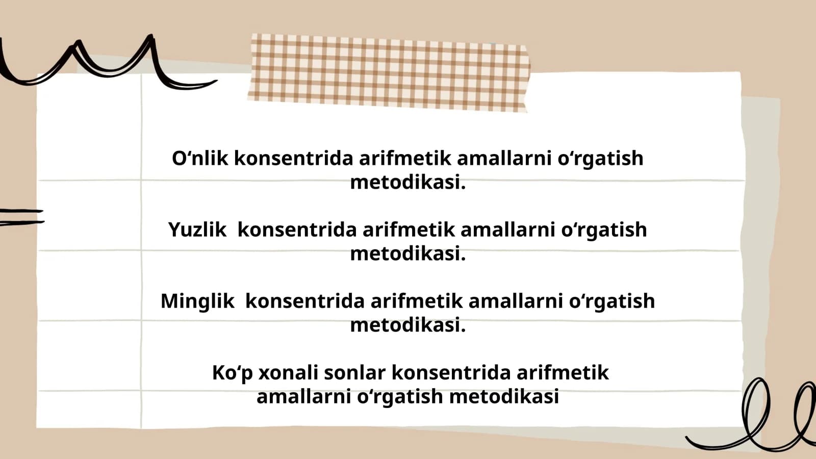 O‘nlik konsentrida arifmetik amallarni o‘rgatish metodikasi