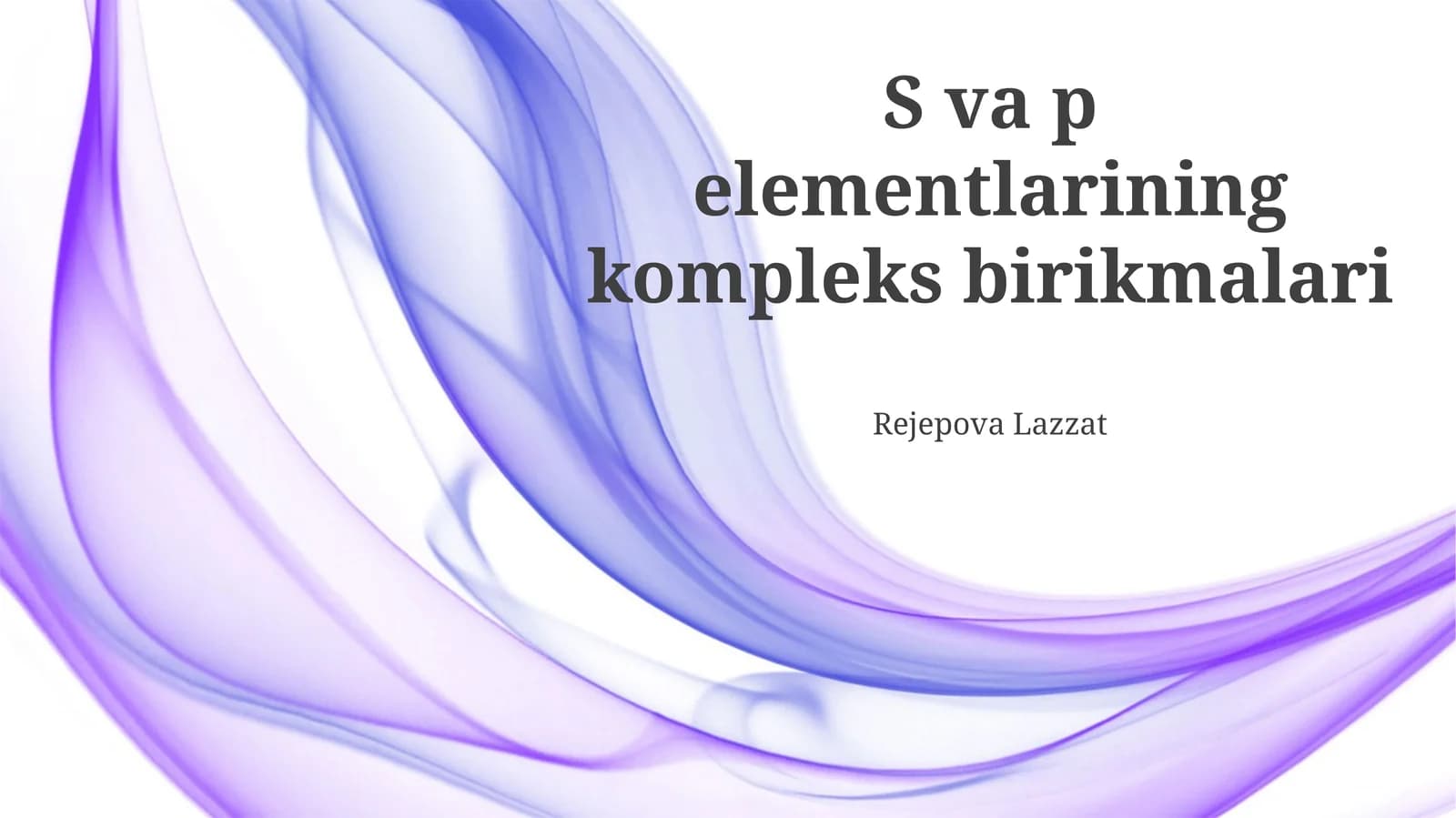 S va p elementlarining kompleks birikmalari