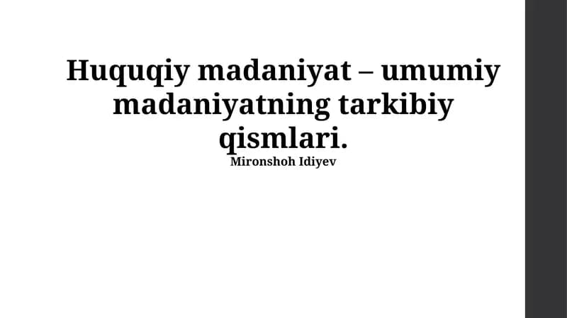 Huquqiy madaniyat – umumiy madaniyatning tarkibiy qismlari