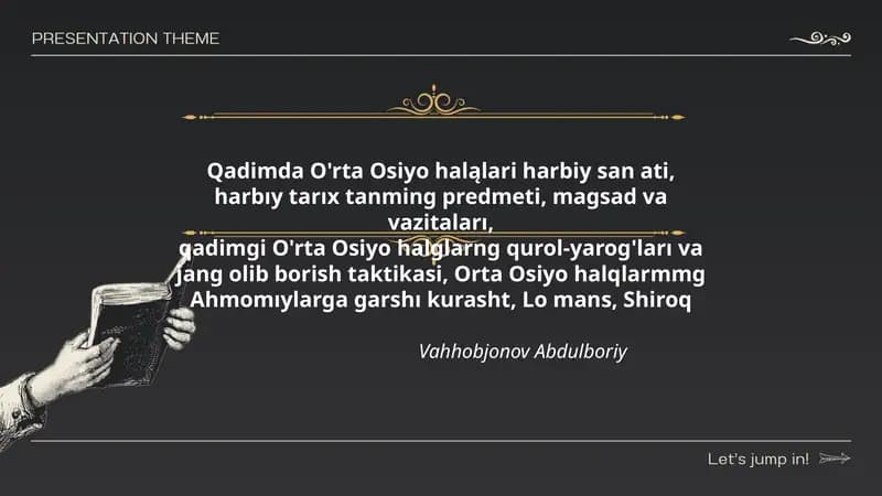 Qadimda O'rta Osiyo Halqalari Harbiy San'ati