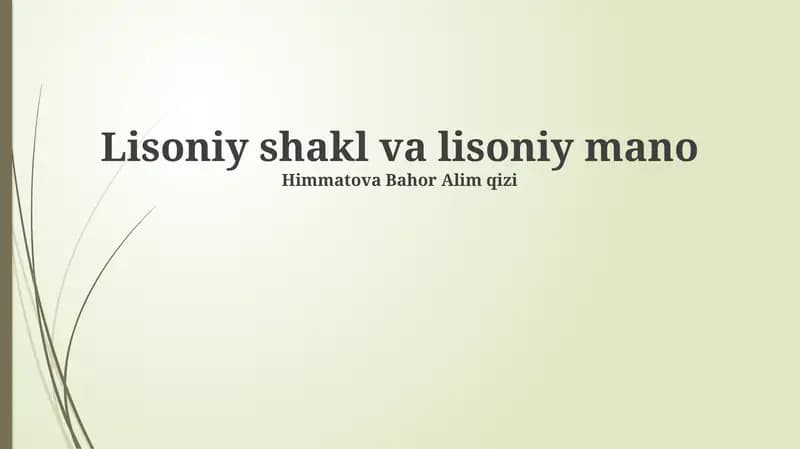 Lisoniy shakl va lisoniy mano