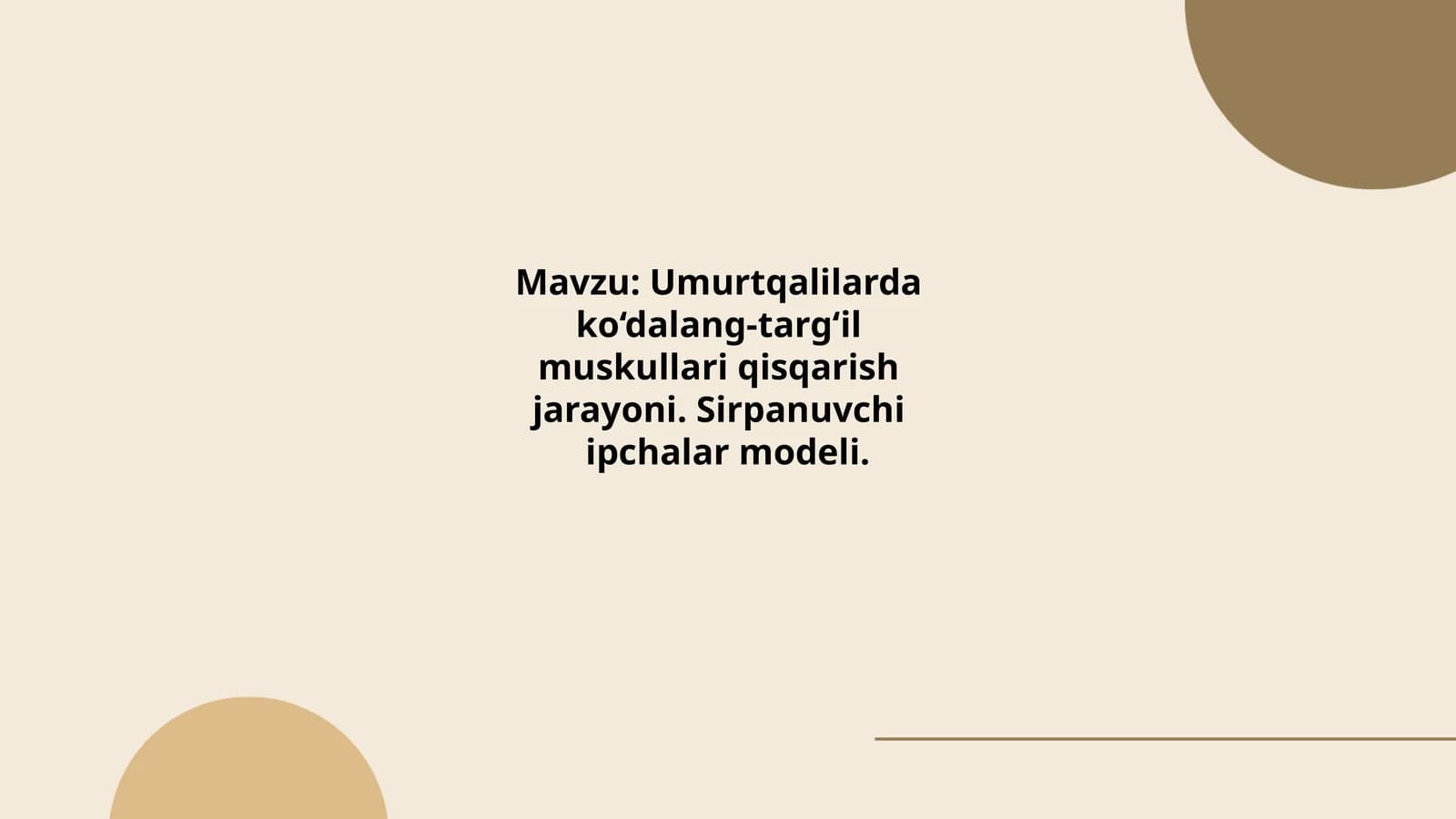 Umurtqalilarda ko‘dalang-targ‘il muskullari qisqarish jarayoni. Sirpanuvchi ipchalar modeli