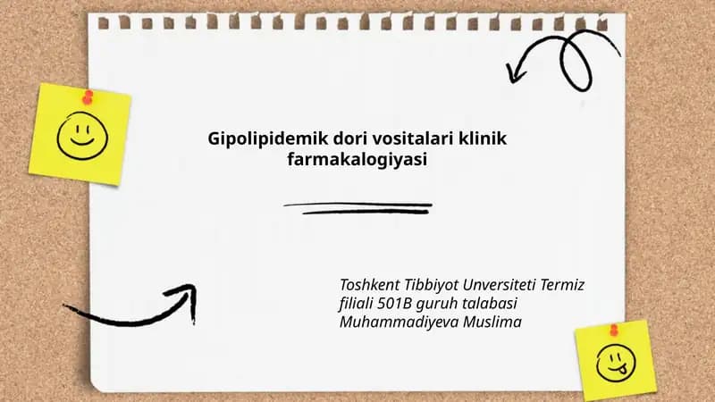 Gipolipidemik dori vositalari klinik farmakalogiyasi