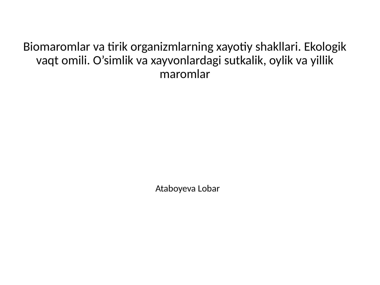 Ekologik vaqt omili