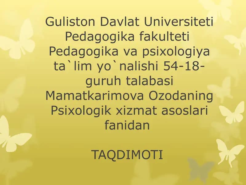 Psixologik maslahat va psixologik korreksiya haqida