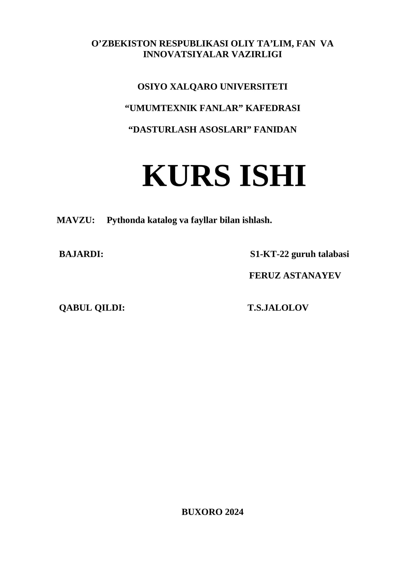 Pythonda katalog va fayllar bilan ishlash