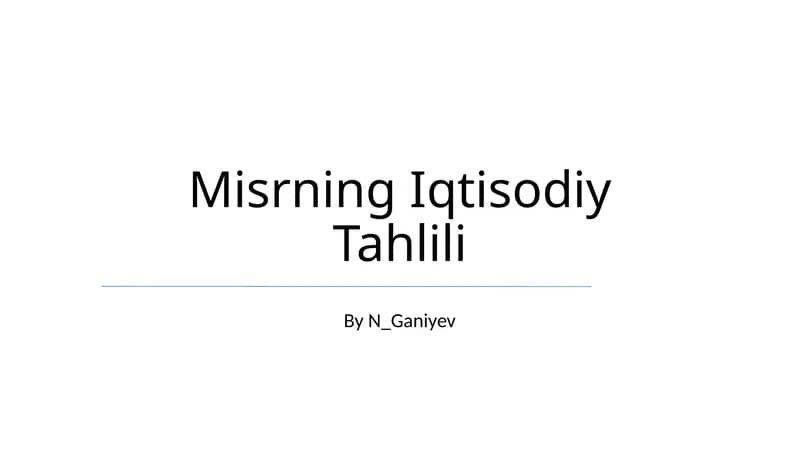 Misrning Iqtisodiy Tahlili