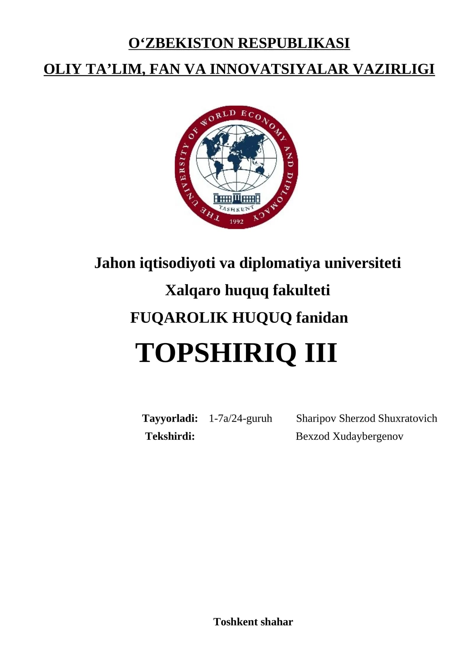 Shartnomalarni tuzish va bekor qilish sohasida xorijiy mamlakatlar qonunchiligini qiyosiy tahlil qilish