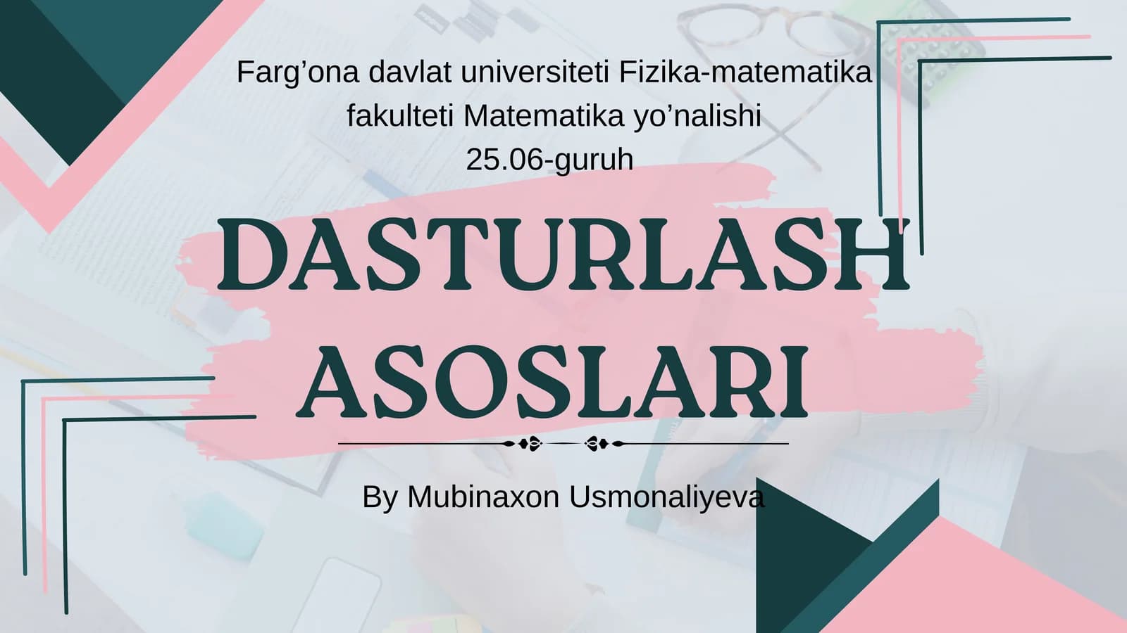 C++ Dasturlashtilining Elementlari