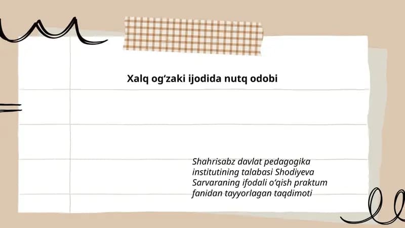 Nutq odobi tushunchasi va xalq ogʻzaki ijodidagi ahamiyati