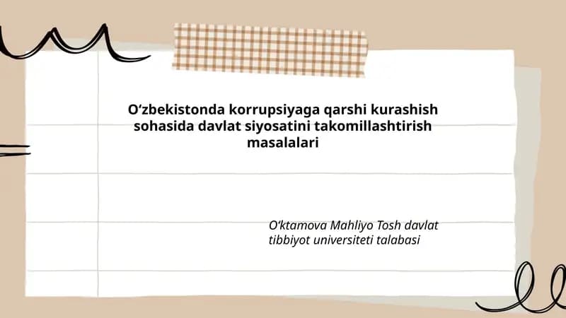 Korrupsiyaga qarshi milliy qonunchilikni takomillashtirish masalalari