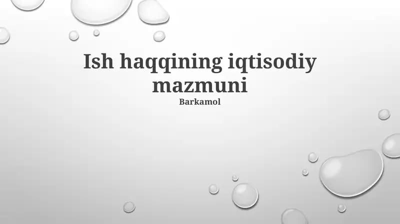 Ish haqqining iqtisodiy mazmuni