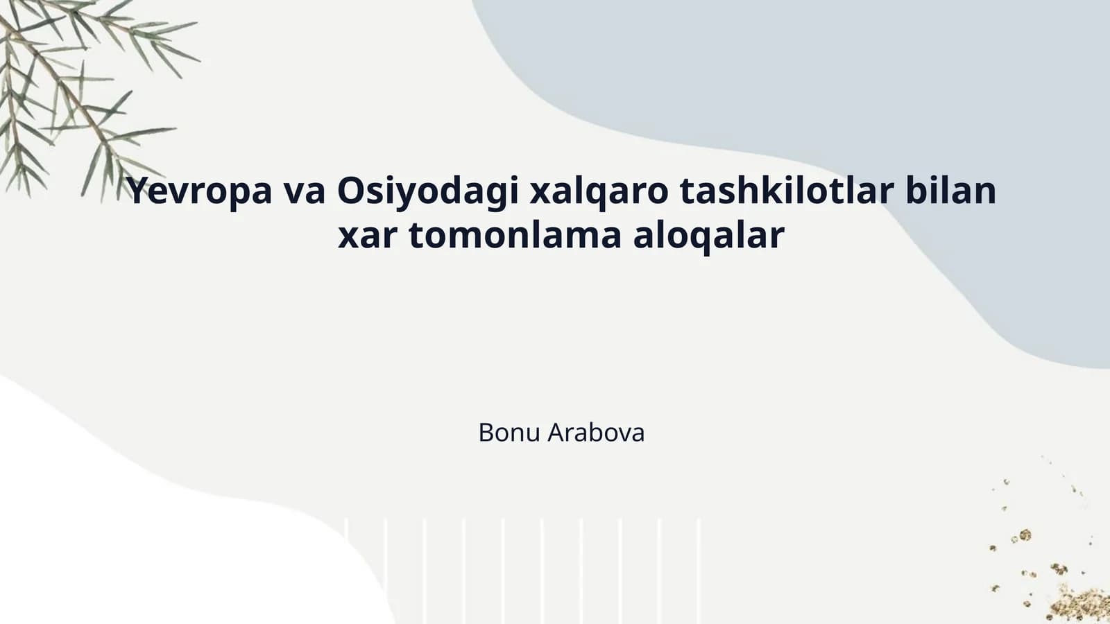 Yevropa va Osiyodagi xalqaro tashkilotlar bilan xar tomonlama aloqalar
