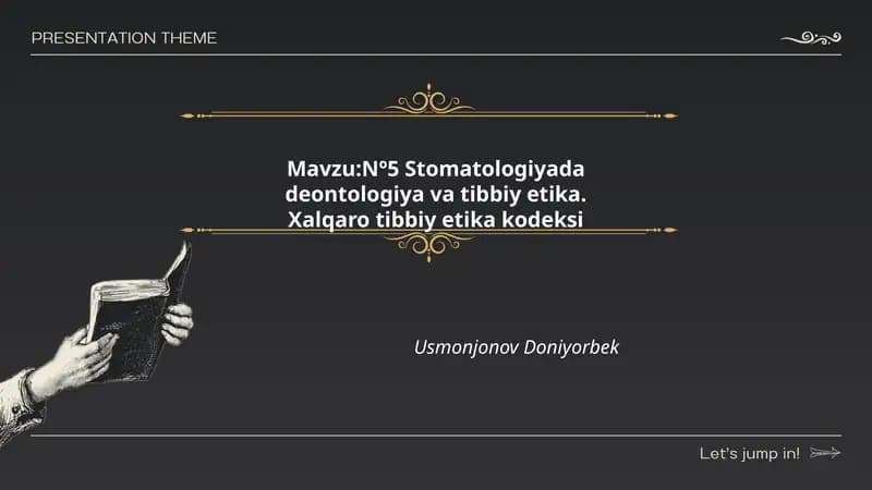 Nº5 Stomatologiyada deontologiya va tibbiy etika