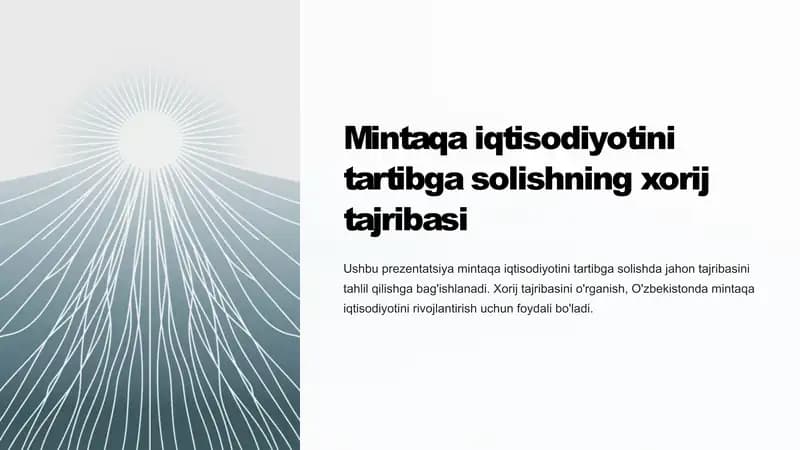 Mintaqa iqtisodiyotini tartibga solishning xorij tajribasi