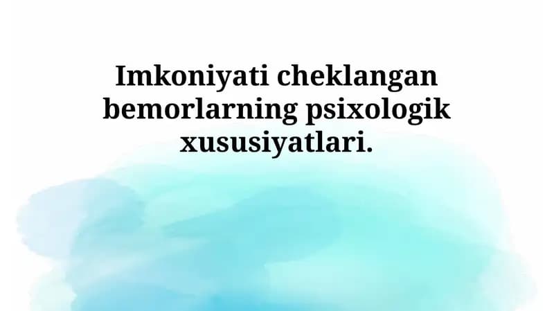 Nogironligi bo'lgan bemorlarning psixologik xususiyatlari