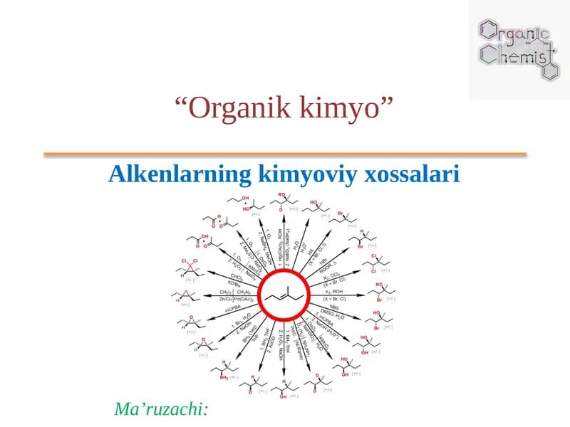 Alkenlarning kimyoviy xossalari