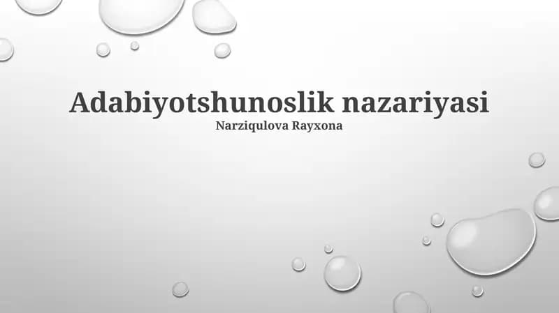 Adabiyotshunoslik nazariyasi
