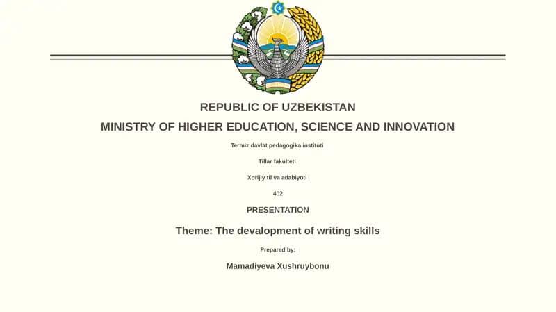 Presentation on The Development of Writing Skills