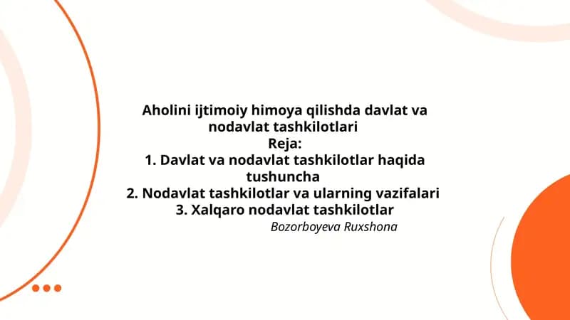 Davlat va nodavlat tashkilotlari