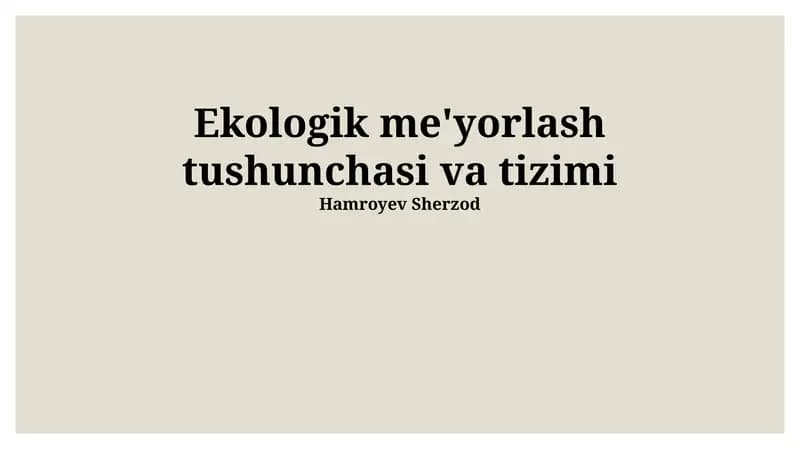 Ekologik Standartlashtirishning Kelajagi va Taraqqiyoti