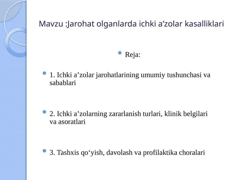 Jarohat olganlarda ichki aʼzolar kasalliklari