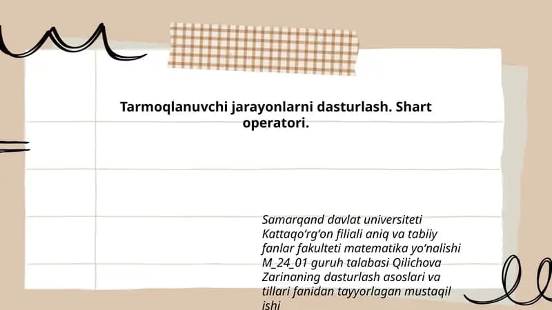 Tarmoqlanuvchi jarayonlarni dasturlash