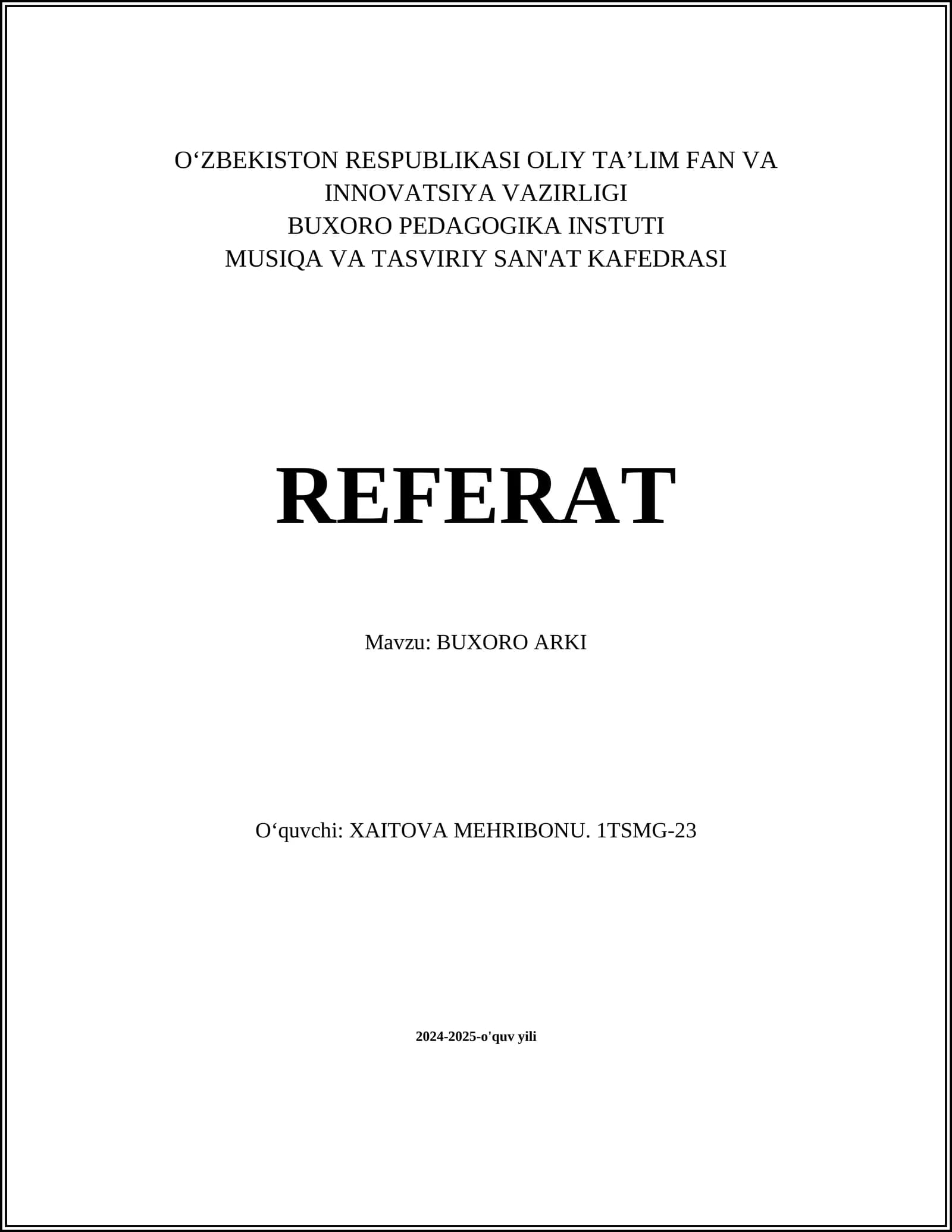 Buxoro Arkining tarixi