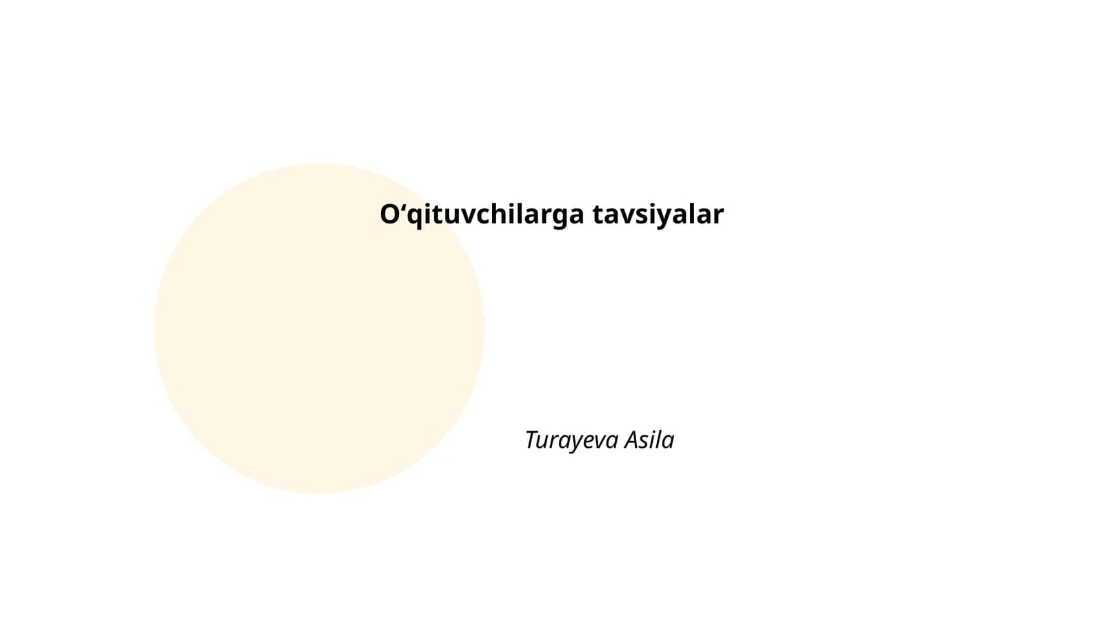Oʻqituvchilarga tavsiyalar