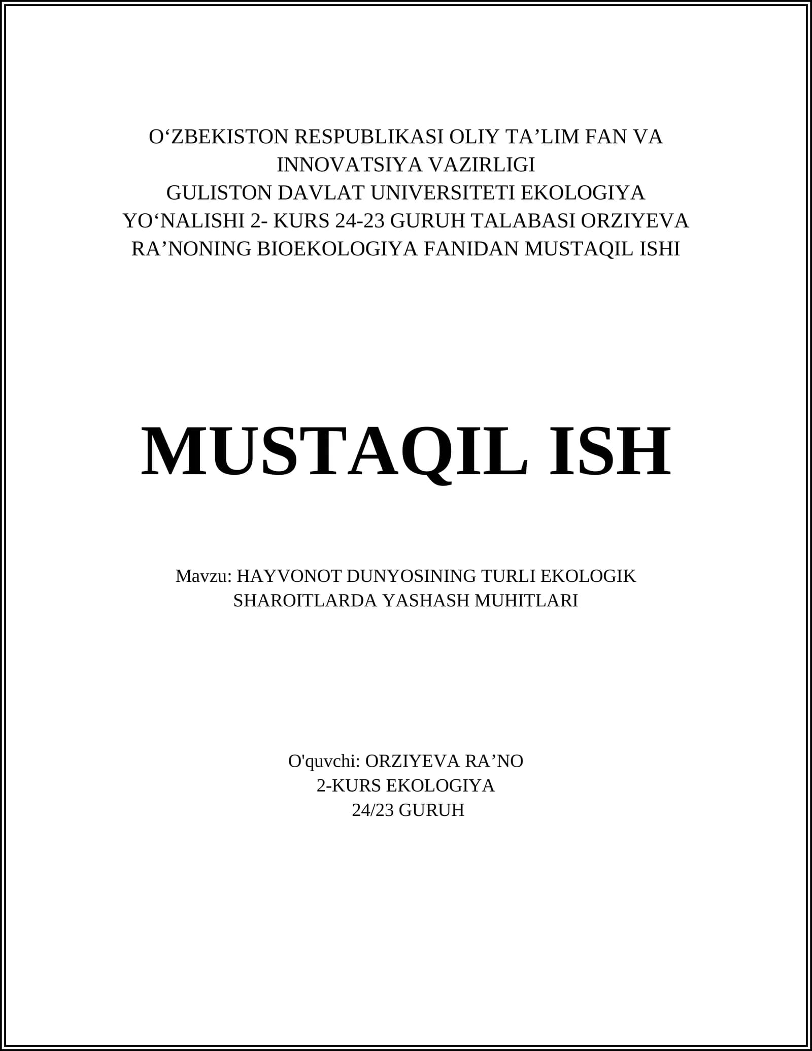 Tundra sharoitida hayvonlar yashashi