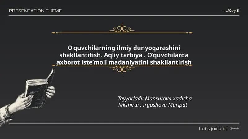 O’quvchilarning ilmiy dunyoqarashini shakllantitish