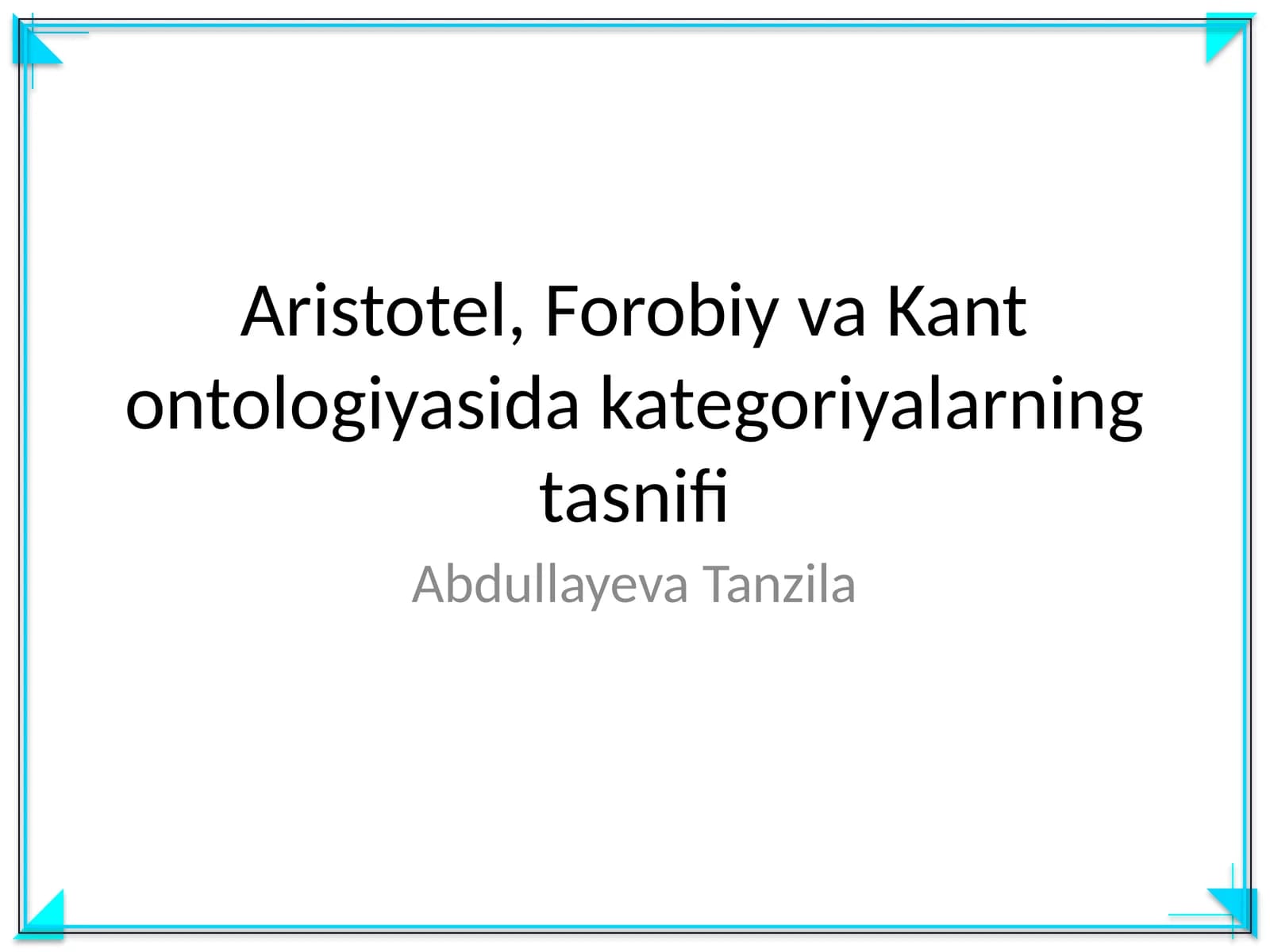 Aristotel, Forobiy va Kant ontologiyasida kategoriyalarning tasnifi