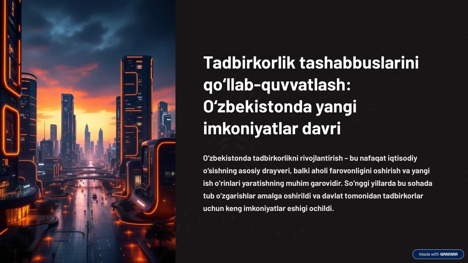 Tadbirkorlik tashabbuslarini qo‘llab-quvvatlash: O‘zbekistonda yangi imkoniyatlar davri