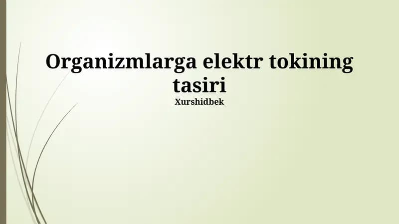 Elektr toki ta'siridan himoya choralari