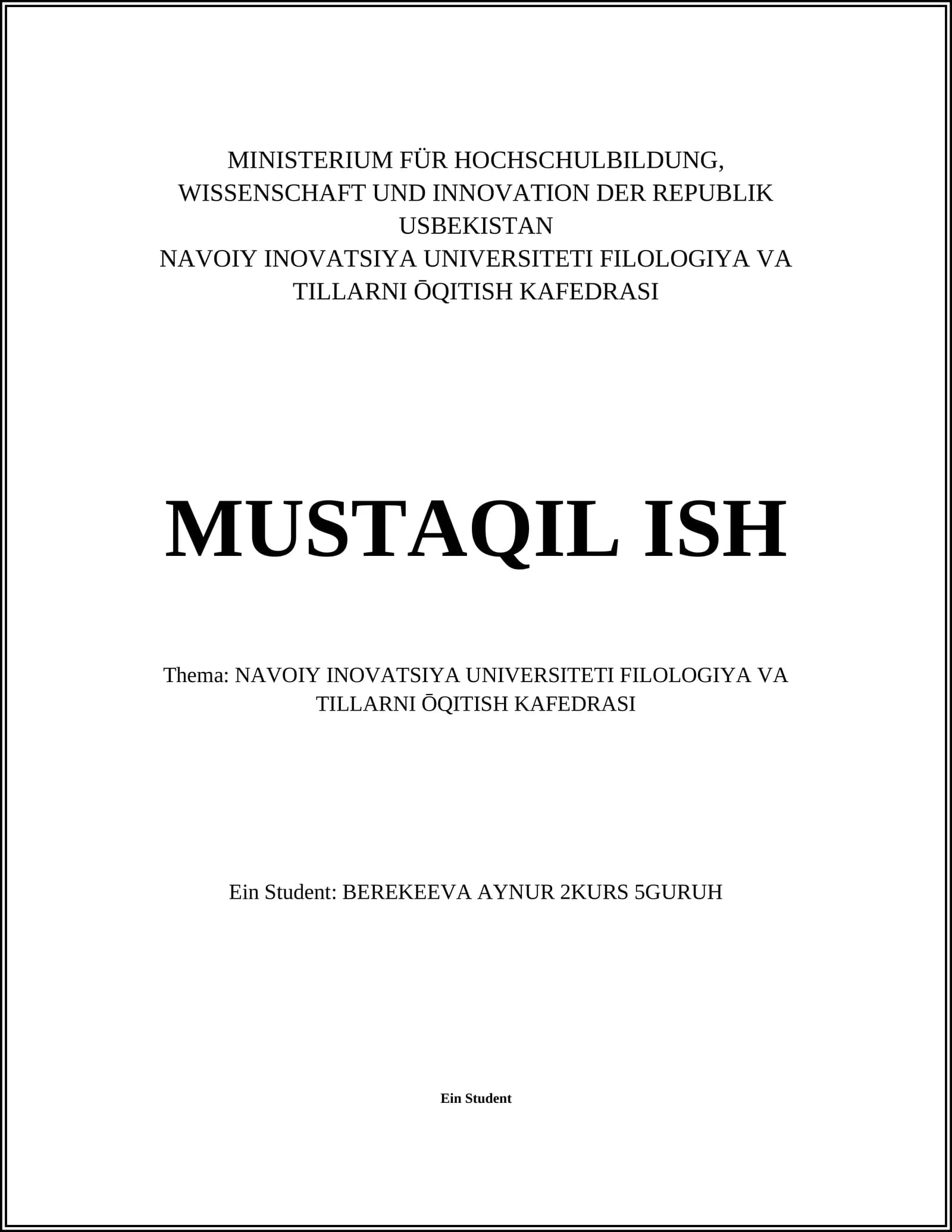 Sprachunterrichtsmethoden an der Navoiy Inovatsiya Universität