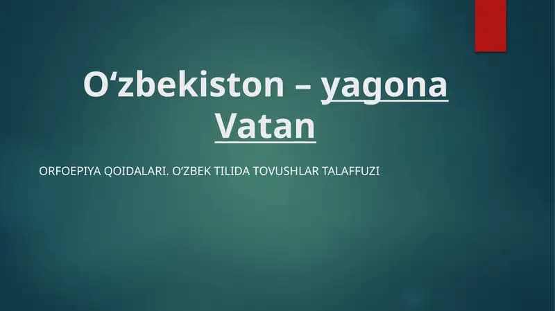 O‘zbekiston–yagonaVatan
