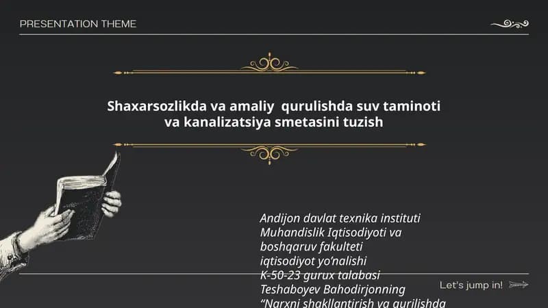 Narxni shakllantirish va qurilishda smeta ishi