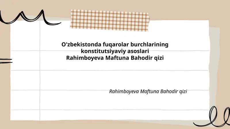 O'zbekistonda fuqarolar burchlarining konstitutsiyaviy asoslari