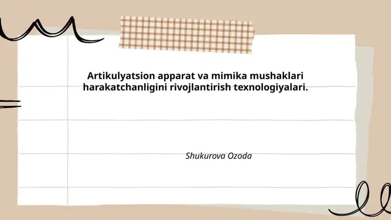 Artikulyatsion apparat va mimika mushaklari harakatchanligini rivojlantirish texnologiyalari