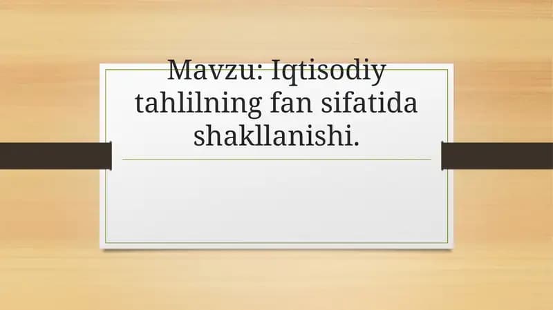 Iqtisodiytahlilning fansifati