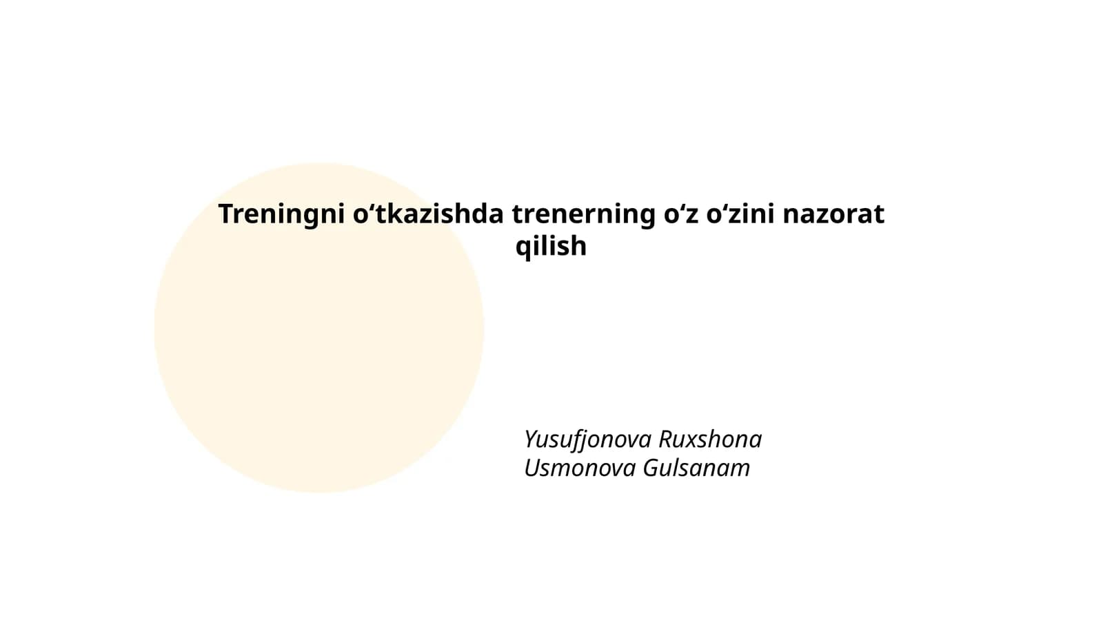 Treningda trenerning oʻzini nazorat qilish