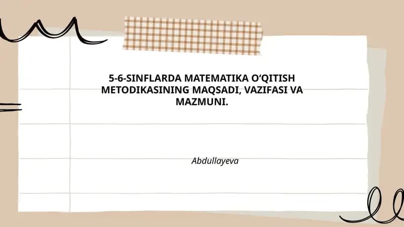 5-6-SINFLARDA MATEMATIKA OʻQITISH METODIKASI