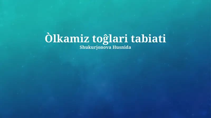 Tog'larning Geologik Tarkibi